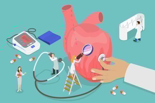 3D Isometric Flat Conceptual Illustration of Heart Health. vector