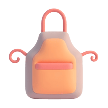 Cute 3D Cartoon Apron Design for Baking Cooking png