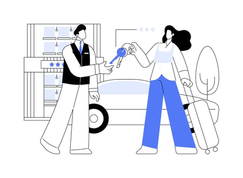 Valet parking service isolated cartoon illustrations. vector