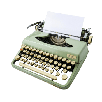 Vintage typewriter with classic paper ready for writing in a retro workspace, Vintage Typewriter With Paper, Classic Writing Tool for Creating Printed Documents, Transparent background png