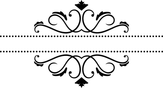 Elegant vintage decorative swirls forming a refined frame with dotted lines, enhancing wedding invitations, menus, and various sophisticated design projects vector