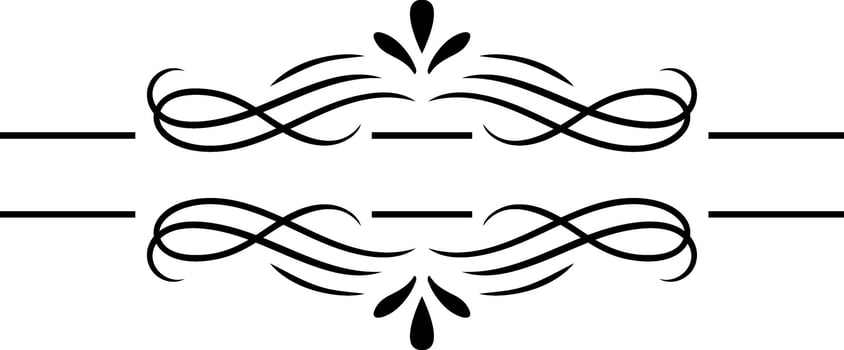 Symmetrical vintage ornament with decorative swirls and lines, creating an elegant and classic design, suitable for various design projects vector