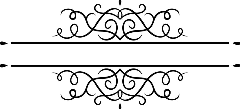 Elegant vintage decorative swirls are dividing two horizontal lines, creating a refined frame perfect for certificates, diplomas, invitations, menus, or other formal documents vector