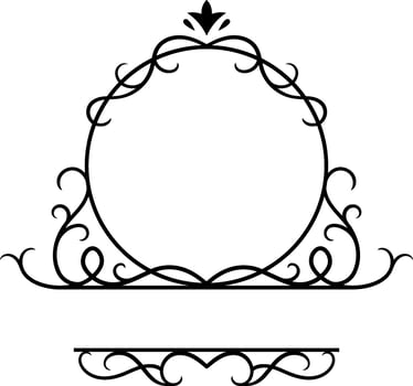 Elegant round floral frame with copy space featuring decorative swirls, flourishes, and intricate details, creating a sophisticated and ornate design suitable for various design projects vector
