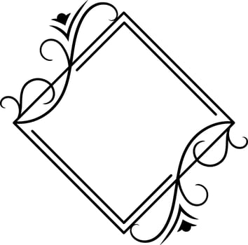 Elegant rhombus frame with floral swirls decorating corners, perfect for invitations, cards, or any design project requiring a touch of sophistication vector
