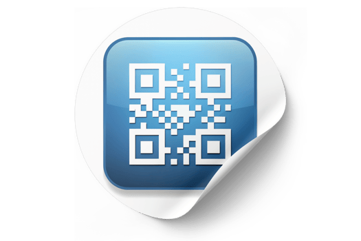 A qr code sticker on a white button png