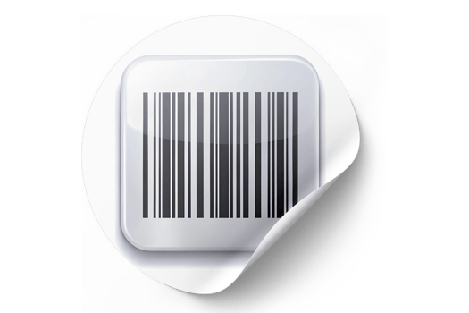 A barcode icon on a white sticker png