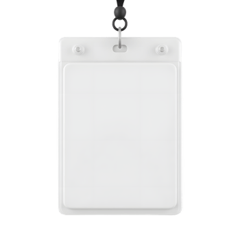 Blank White Plastic ID Badge with Lanyard Mockup png