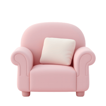 Pink Armchair with White Pillow 3D Render png