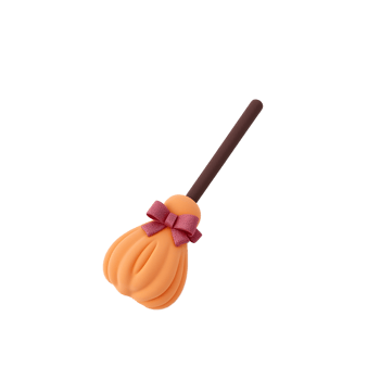 Adorable Orange Witch's Broom Craft Decoration png
