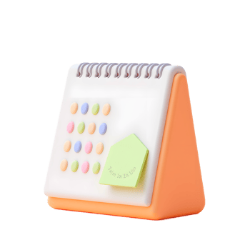 Cute Pastel Desk Calendar with Sticky Note Reminder png
