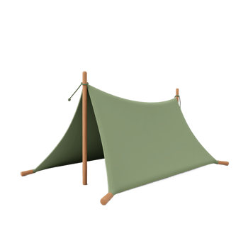 Simple Green Camping Tent 3D Render png