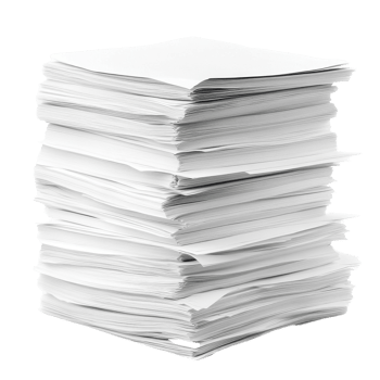Stack of blank papers organized neatly on a Transparent background for office and educational use, Stack papers isolated on png
