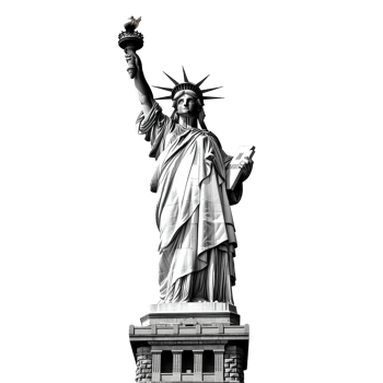 Statue of Liberty stands tall against a Transparent background showcasing New York's iconic symbol of freedom, Statue of Liberty in New York isolated on White background png