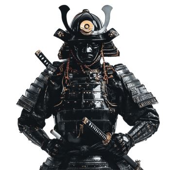 Samurai armor with helmet and katana on Transparent background showcasing traditional warrior attire and weaponry, Samurai Armor with Helmet and Katana, png