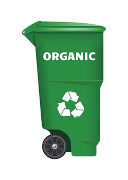 plastic garbage container for food waste green color on white background vector