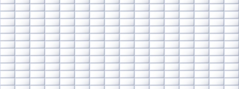 Seamless white tile pattern. Rectangle ceramic tiled texture for bathroom wall, kitchen floor, pool surface. Repeating light grey mosaic grid background. Repeated brick backdrop. vector