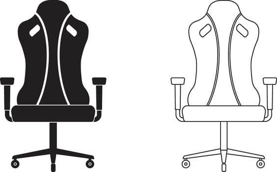 front view gaming chair icon set vector