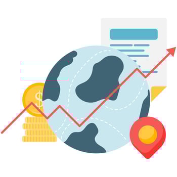 global growth, corporate strategy illustration and report vector