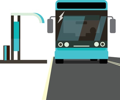Electric City Bus at the Bus Stop. vector