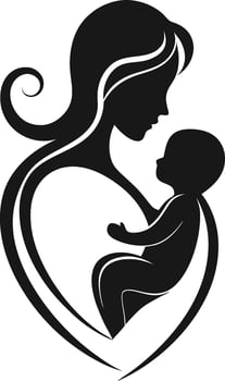 Silhouette of Mother Gently Holding Baby vector