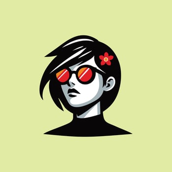 Woman glasses logo mascot design art illustration vector