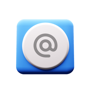 A blue button with an email icon on it flat png