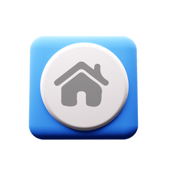 A blue button with a house icon on it flat png