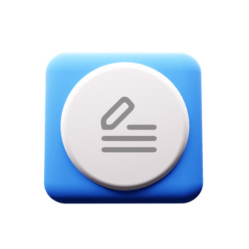 A blue button with a white paper icon flat png