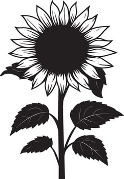 Sunflower simple silhouette black illustration vector