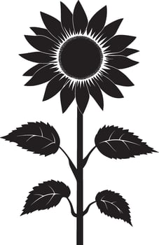 Black illustration of a simple sunflower silhouette vector
