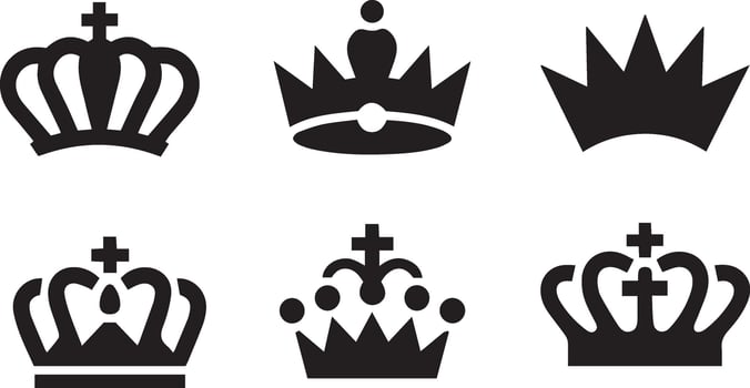A set of crowns in different styles vector