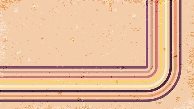 Retro stripes loop. Vintage 70s colorful lines background. Old fashioned cover poster. Copy space. Abstract rainbow Groovy backdrop. illustration. vector