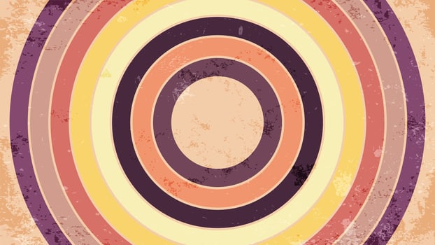 Groovy retro circle geometry, summer and carnival background with grunge background. abstract background vintage retro colors pop art cartoon vector