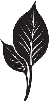 Black illustration of a canna lily leaf icon vector