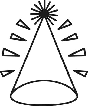 Party Hat Line Art with Decorative Rays Illustration for Celebrations vector