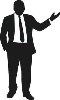 Businessman Silhouette in Formal Suit and Gesture Pose vector