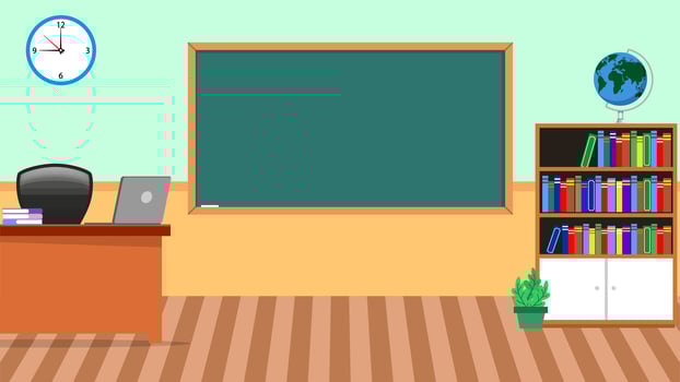 School Classroom Interior Room Blackboard Furniture Flat Design vector