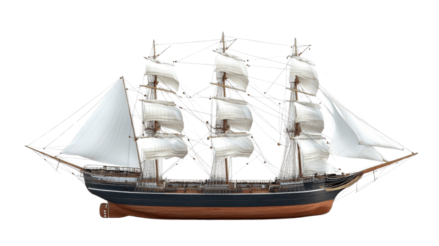 A majestic clipper ship sails under full sail png