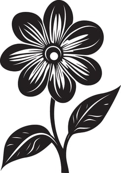 Black illustration of a simple flower silhouette vector