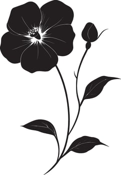 Flower simple silhouette black illustration vector