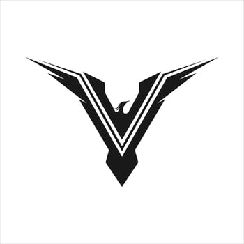 Abstract eagle flying forming letter V illustrator logo design vector