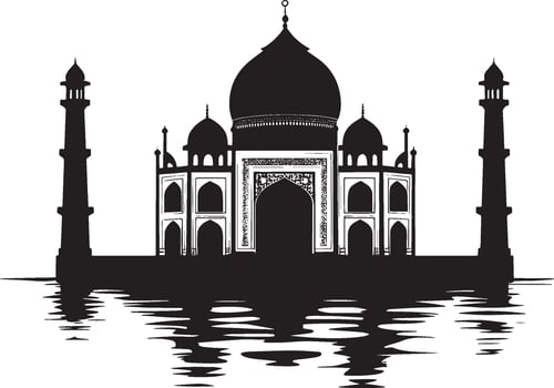 Mosque silhouette in black style vector