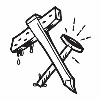 Clean Hammer and nails symbolizing construction and foundation with ample space for text concept as A hammer and nails representing the fundamentals of construction and building a found vector