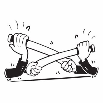 Clean Figures in a tug of war symbolizing competition and team challenge with ample space for text concept as Figures engaged in a tug of war representing the competitive aspect of team vector