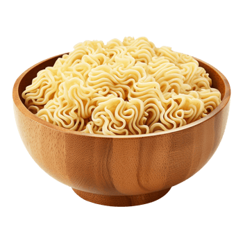 Instant noodles in a rustic wooden bowl isolated on transparent background png