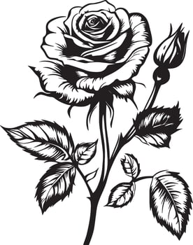 black and white rose illustration vector