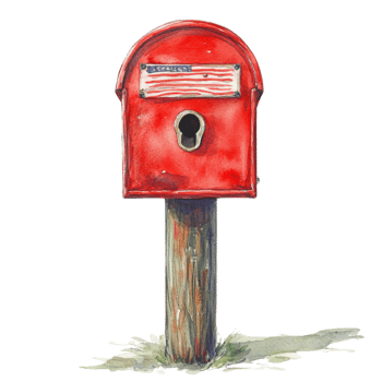 A Red Rustic Mailbox With American Flag png