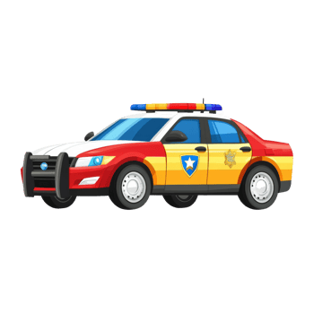 A Colorful Cartoon Police Car Illustration png