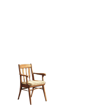 Wooden Chair With Light Cushion Isolated On Black Background png